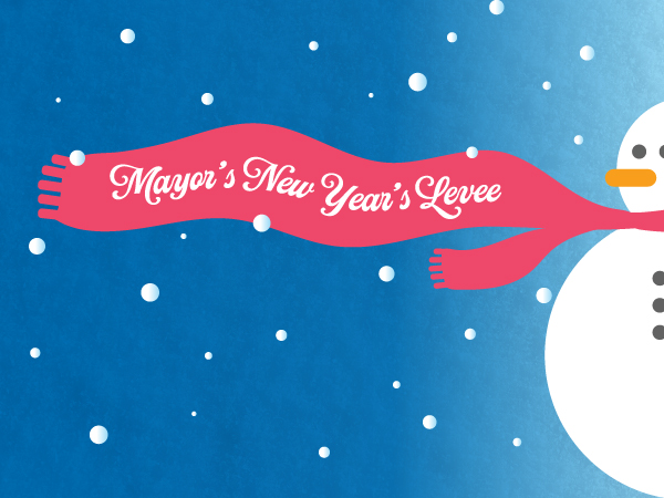 Mayor's Levee snow man graphic