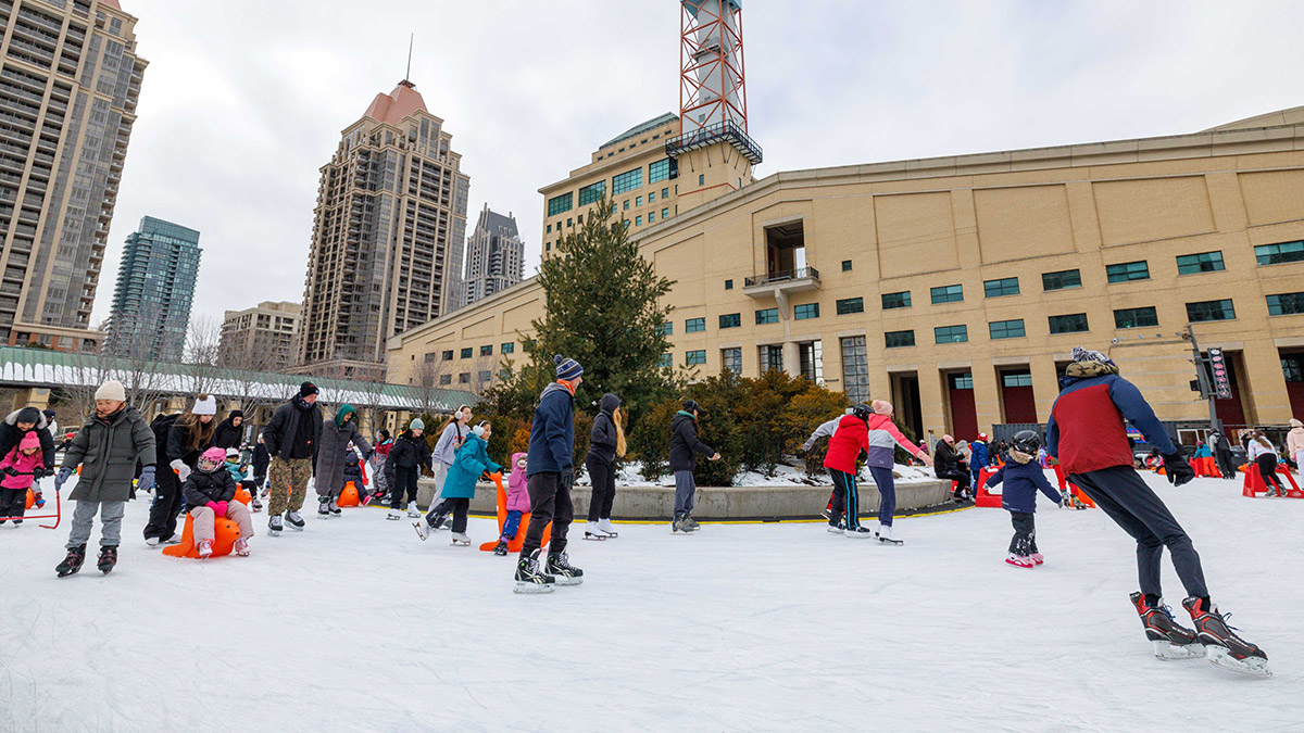 Skaters on the Celebration Square rink