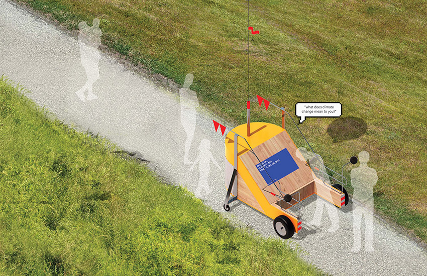 A rendering of the Mobilizer on a park path.