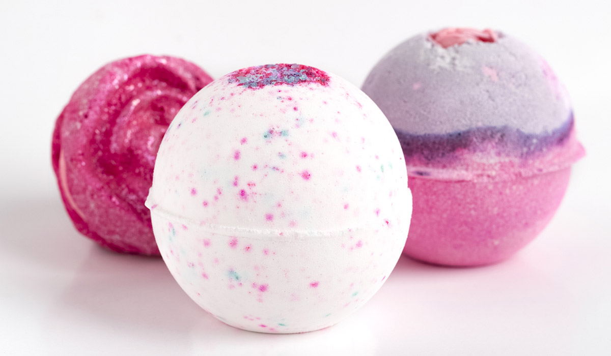 A group of bath bomb soaps 