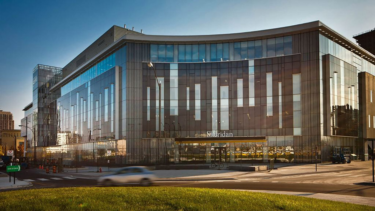 An exterior photo of Sheridan College.