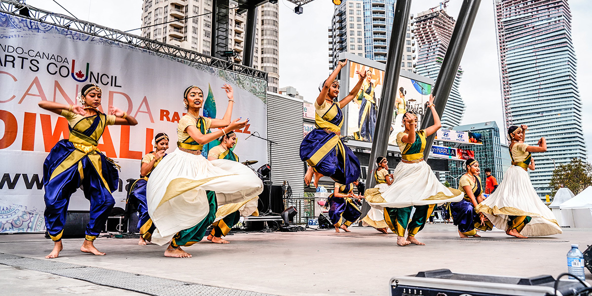 Performers dancing at Canada Diwali RazzMatazz.