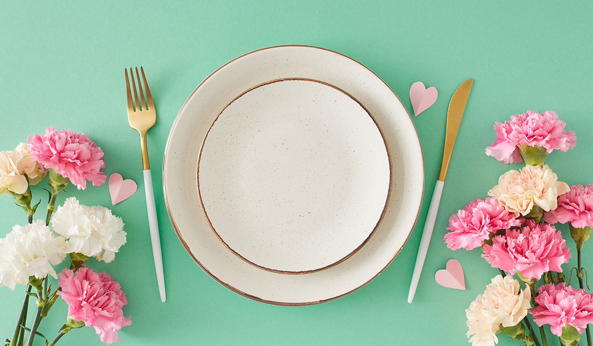 A Valentine themed place setting.