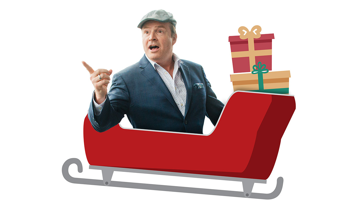 Steve Patterson in a sleigh