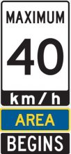 Traffic sign that says maximum 40 km/h area begins