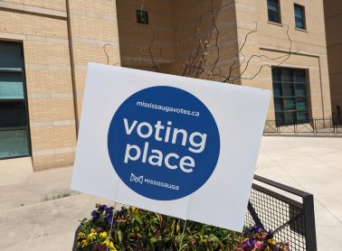 Voting place sign