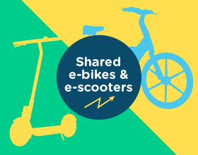 Graphic of shared e-bikes and e-scooters
