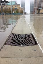 A stormwater drain on Celebration Square