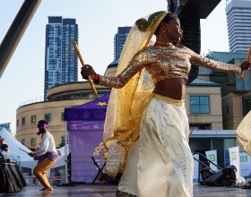 A person dancing on stage.