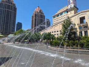 Fountain and wading pool at Mississauga City Hall.