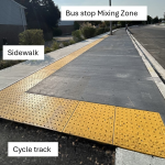 Bus stop design C1 showing a mixing zone, cycle track and sidewalk