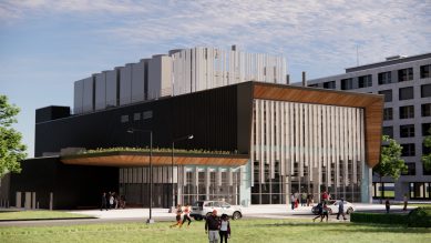 Rendering of the centre for operations and education at Lakeview Village