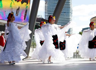 Dancers on stage at Mississauga Latin Festival