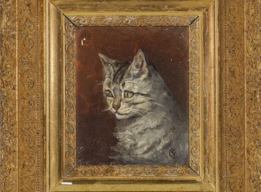 framed painting of a cat