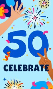 An illustration of Celebrate 50 for the 2024 banner program