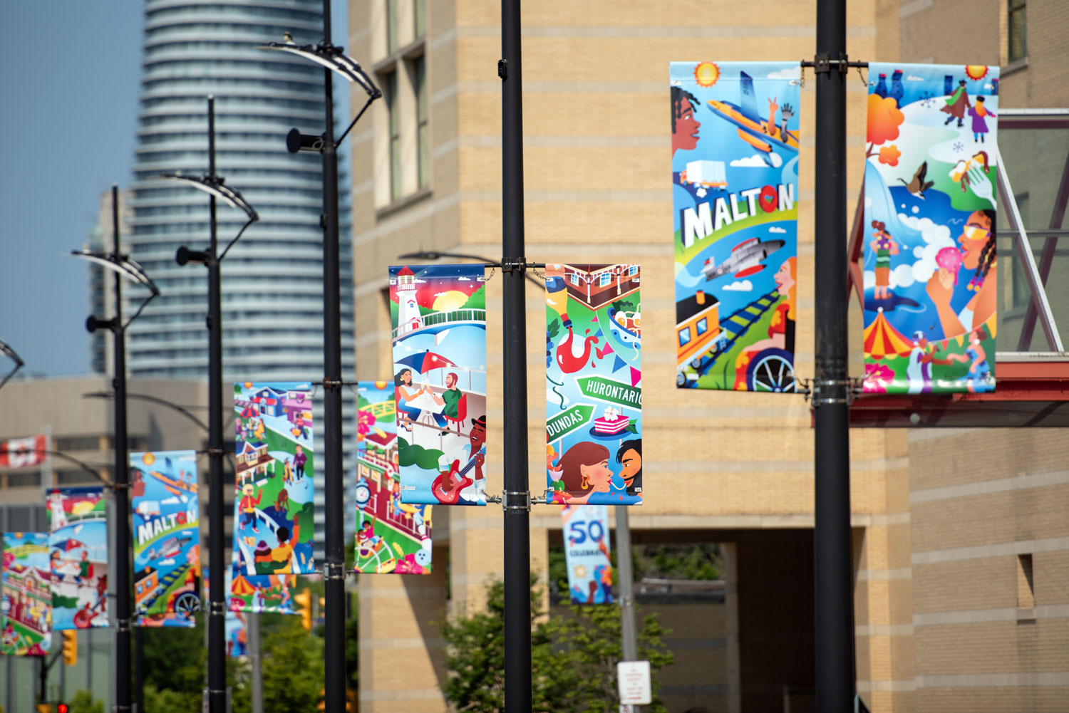 Street banners in the downtown area.