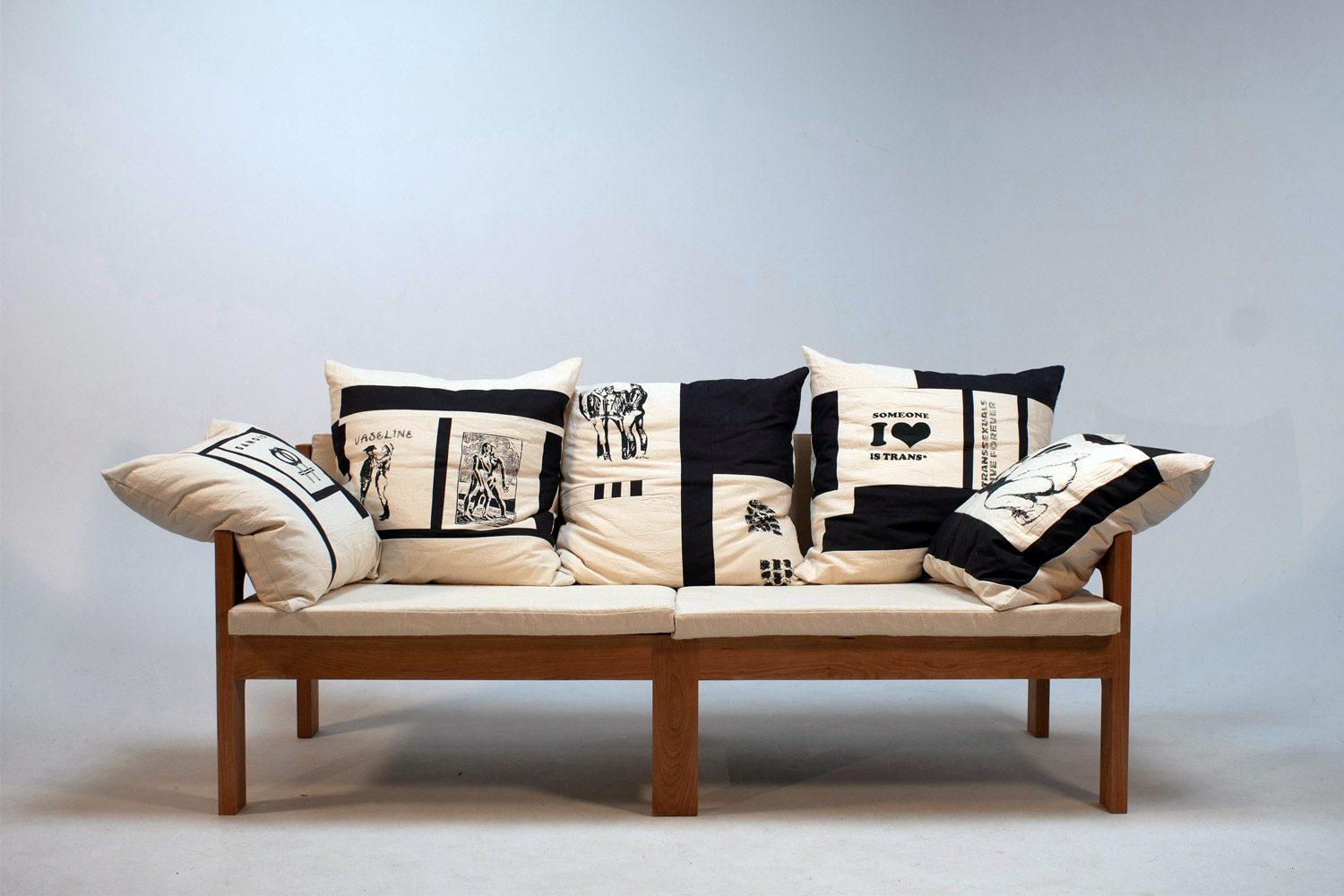 A sofa designed by Sam Mansfield.