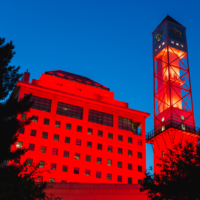 Lighting the clock tower