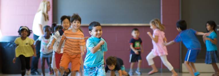 children running in the gym