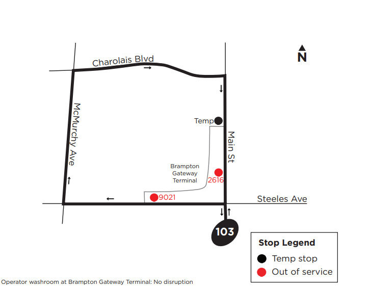 Route 103 detour map